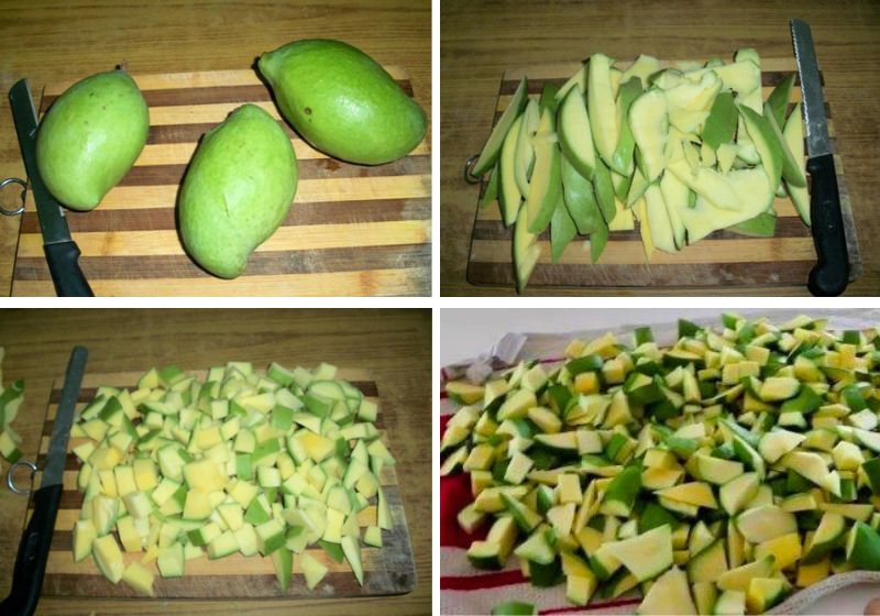 how to cut raw mangoes for mango pickle