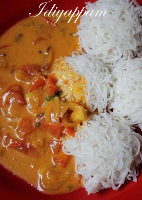 idiyappam served with tomato kurma