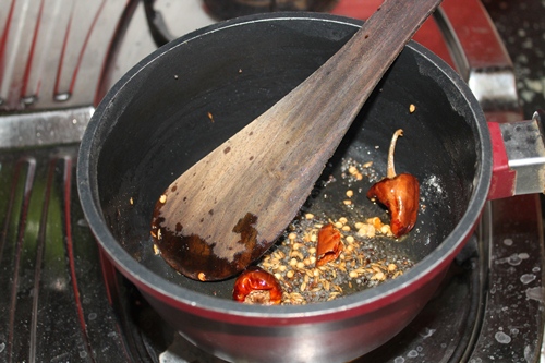 tempering spices for lemon rasam for few seconds 