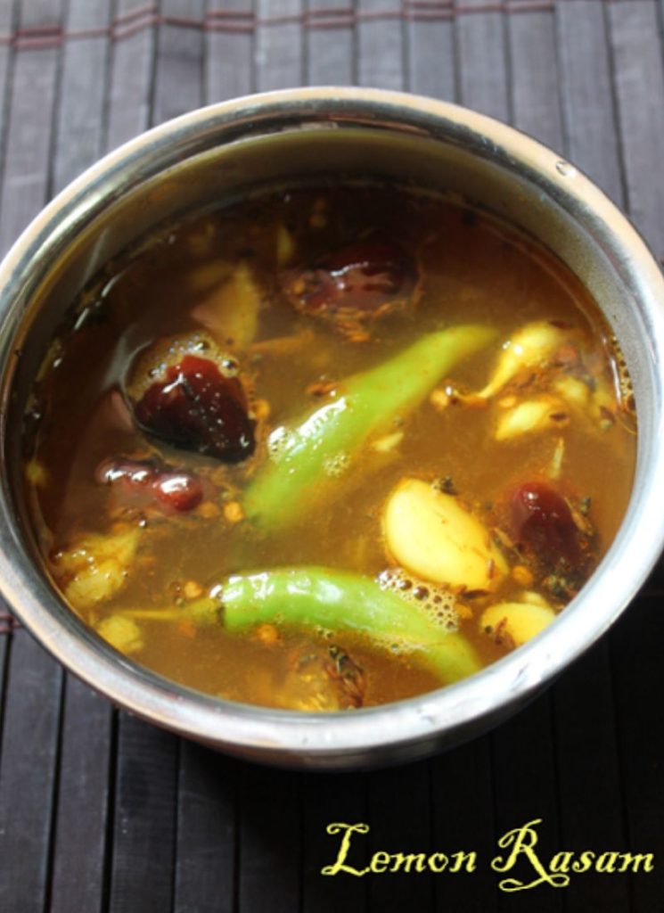 close look for lemon rasam