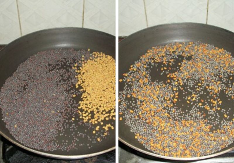 roast fenugreek seeds and mustard seeds