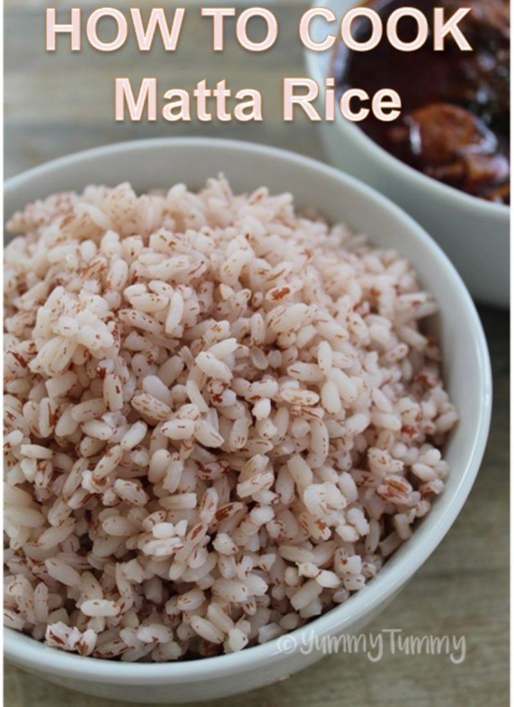 kerala matta rice cooked and served with fish curry