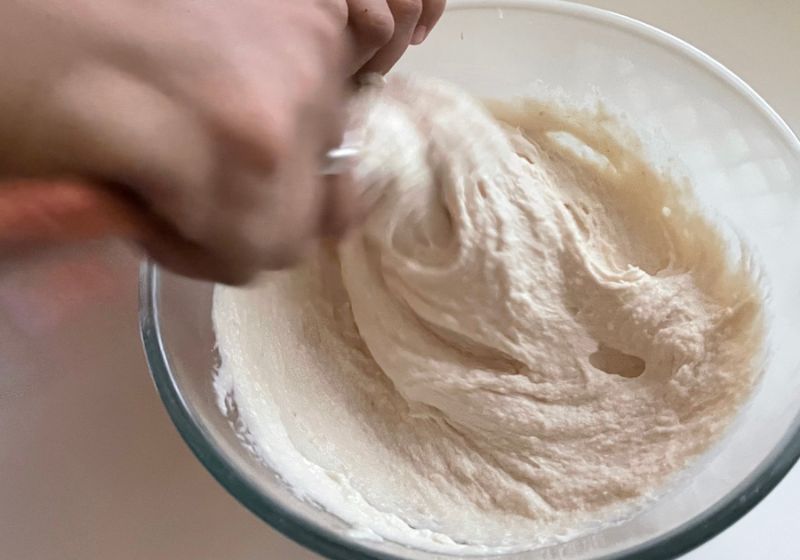start fluffing up the batter to incorporate air