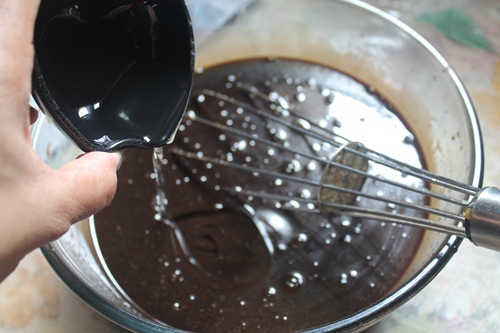 add oil to the chocolate mix