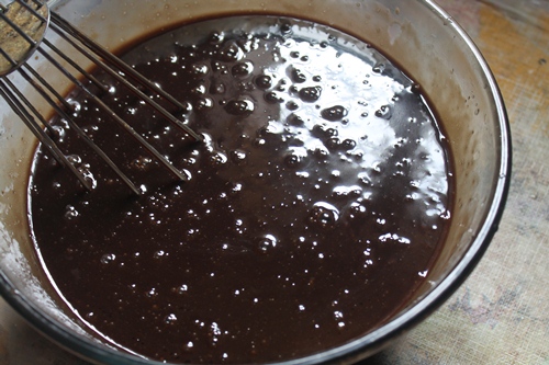 chocolate batter ready for making Chocolate Mud Cake