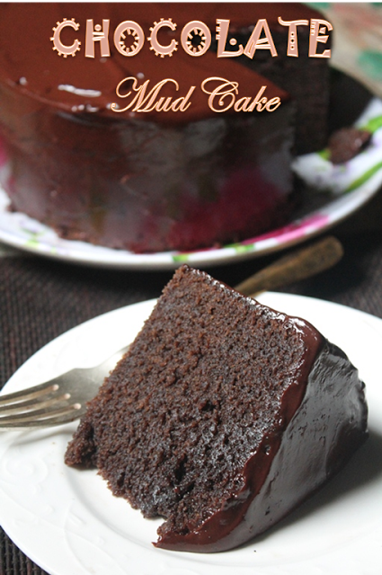 a slice of decadent chocolate mud cake
