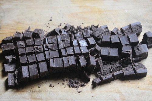 dark chocolate chopped for making Chocolate Mud Cake