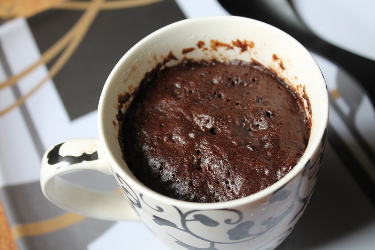 chocolate cake baked in a mug in microwave