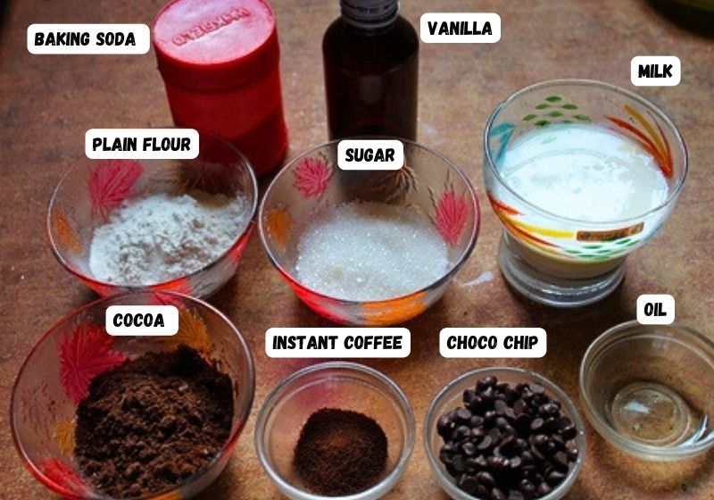 ingredients for making mug cake