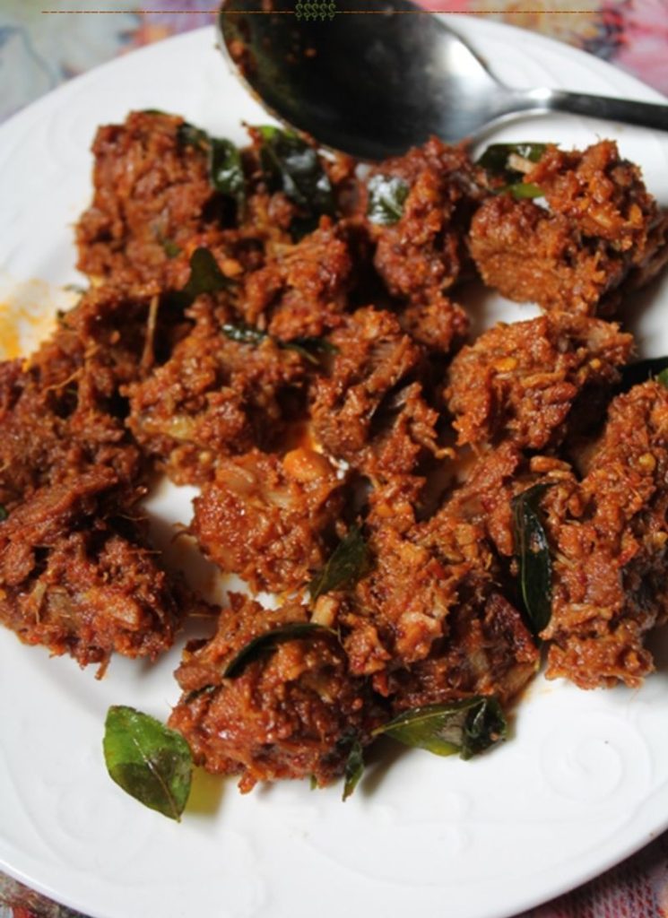 masala coated Mutton Sukka ready