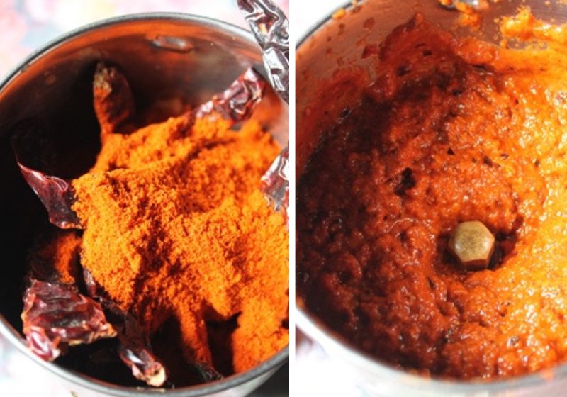 add garam masala and grind to paste for Mutton Sukka