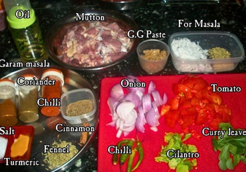 ingredients for Chettinad Mutton Sukka (with coconut )