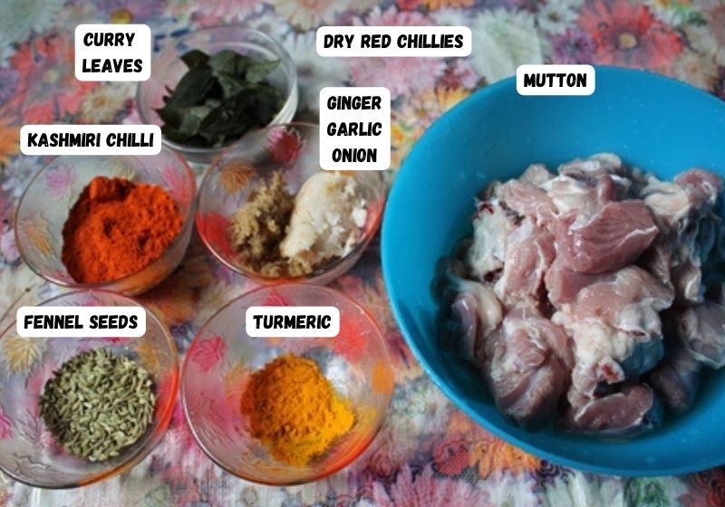 ingredients for Mutton Sukka