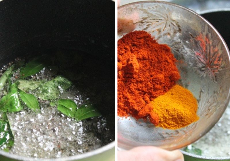 add in spice powder for  no cook maa inji pickle