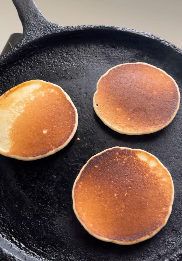 pancakes cooked on a cast iron pan