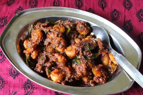 prawn masala made and served in a bowl