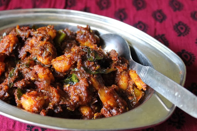 close look of prawn masala