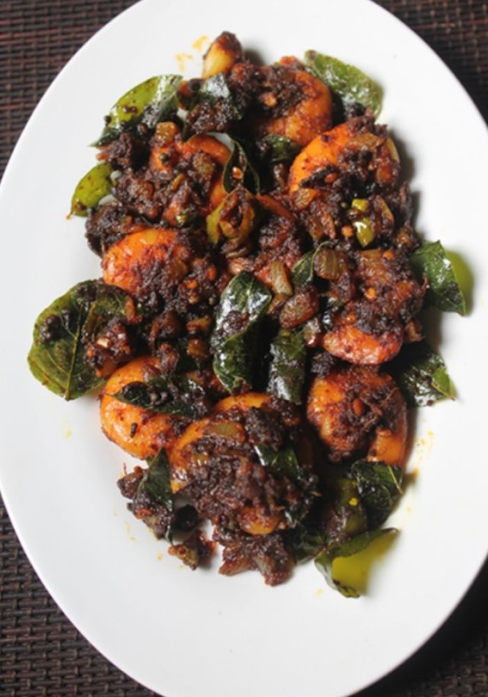 close shot of Kerala Prawn Roast Recipe