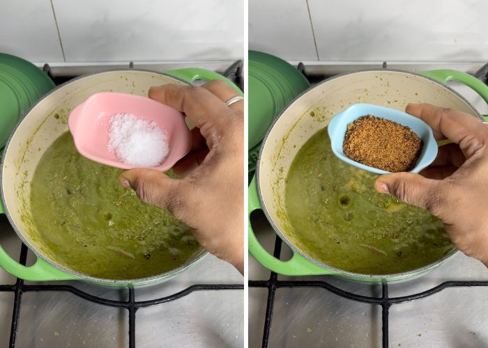 add salt and jaggery