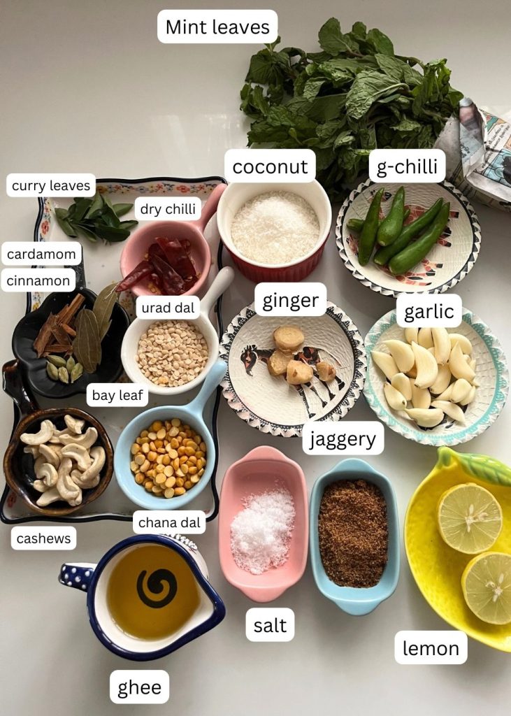 ingredients for mint rice