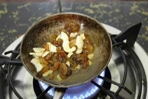 add cashews and raisins