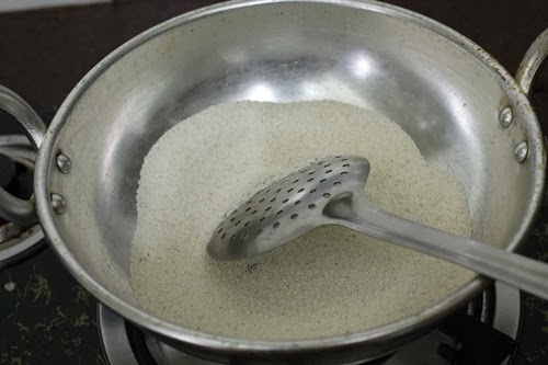 roast sooji till golden