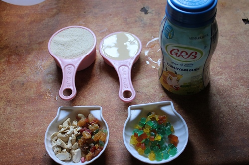 take ingredients for ladoo