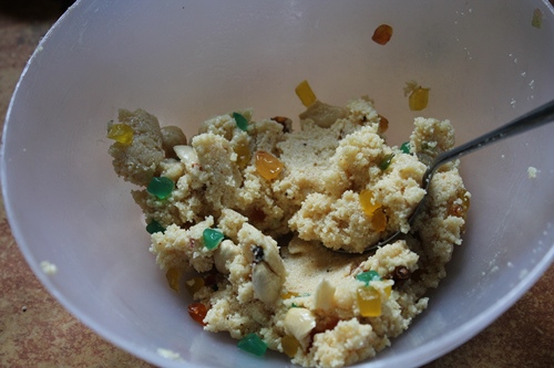 mix nuts into the rava mix