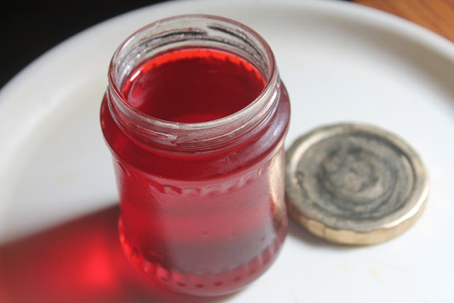 rose syrup cooled and bottled in a clean jar