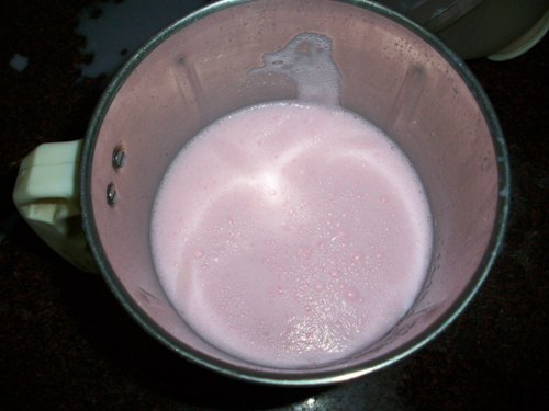rose milk looks frothy and creamy