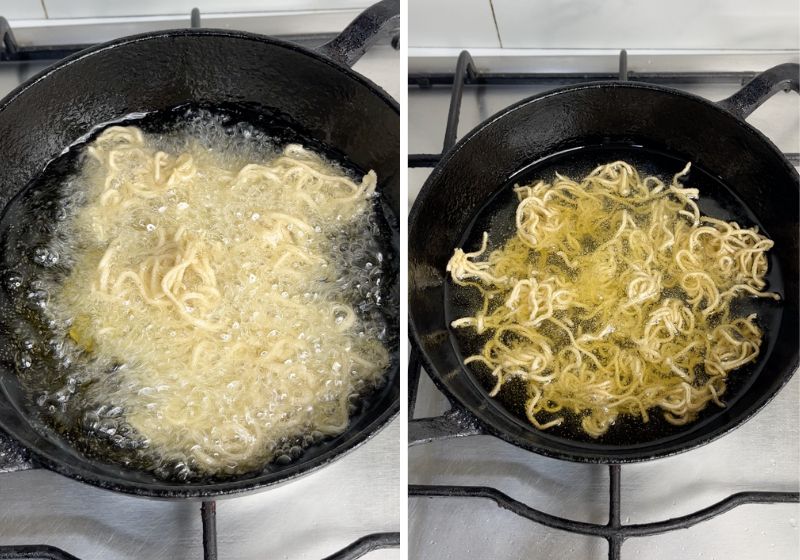 fry noodles till crispy