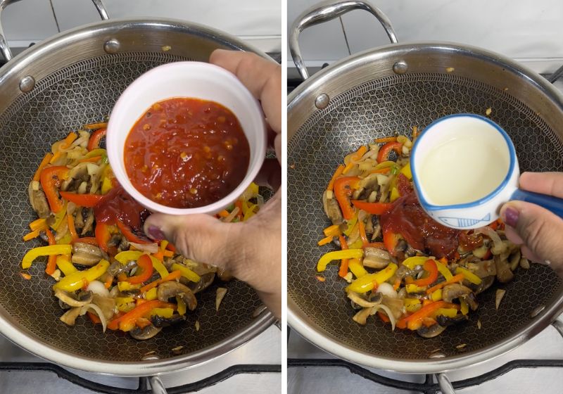 add chilli garlic paste and vinegar