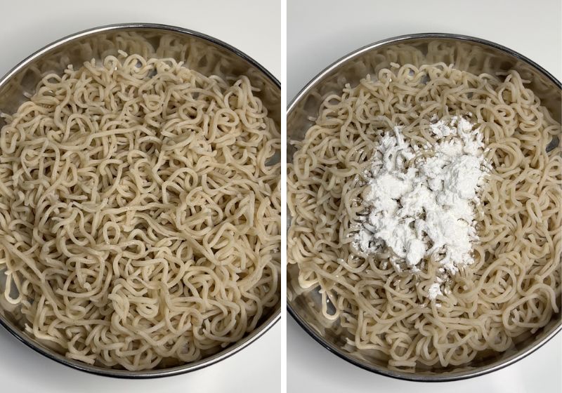 coat noodles with corn starch