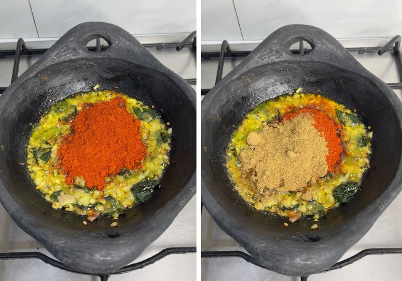 add in kashmiri chilli powder and coriander powder