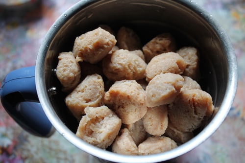 take soya chunks in a blender