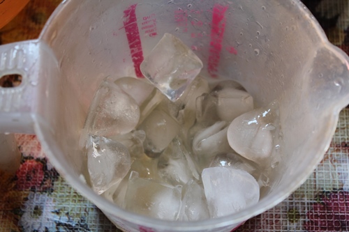 take ice cubes in a jug