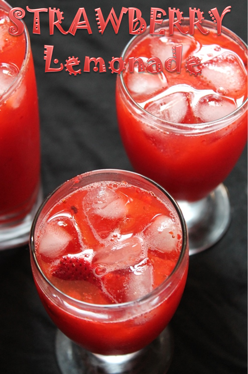 strawberry lemonade with lots of ice cubes