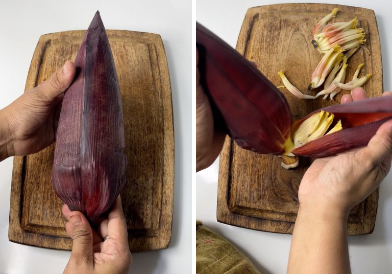 clean banana blossom