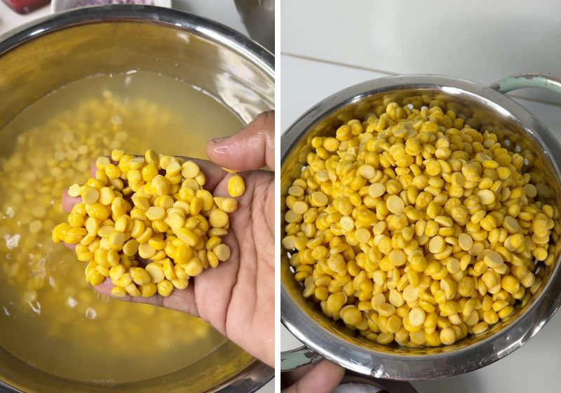 soak chana dal and strain them