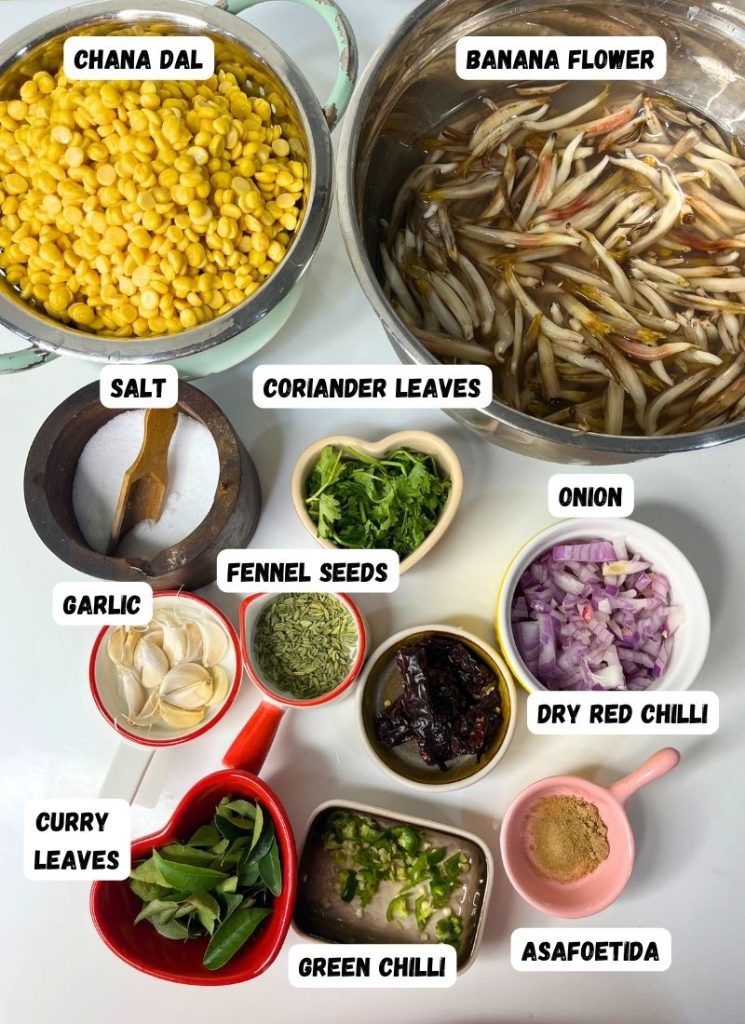 ingredients for making vazhaipoo vadai