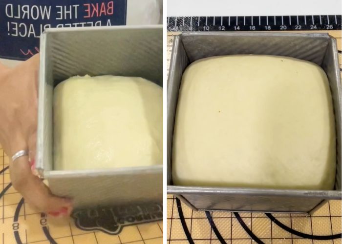 place dough in mould and let it rise