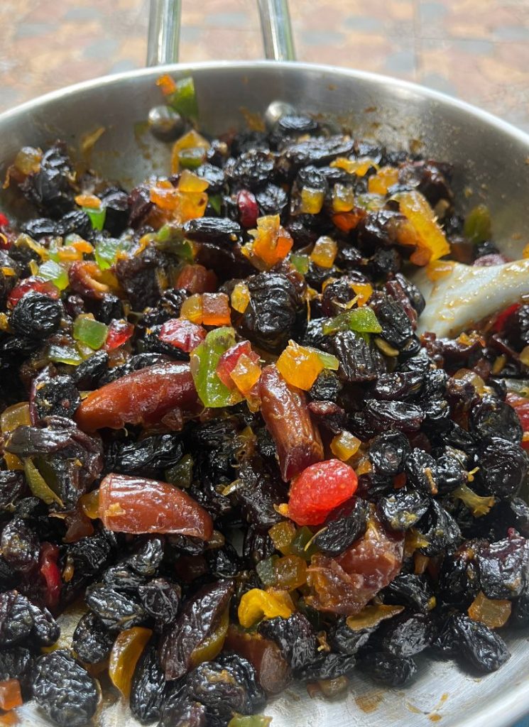 boiled dried fruits in orange juice