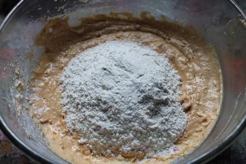 add remaining flour mix in