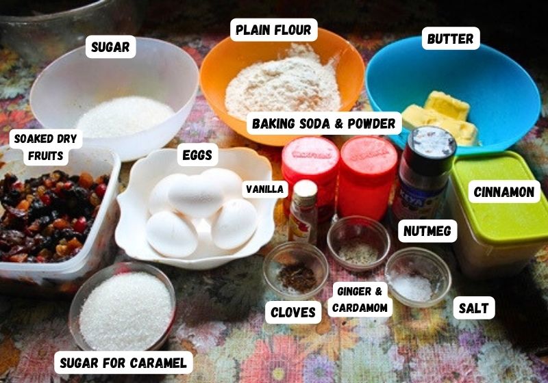 ingredients for fruit cake