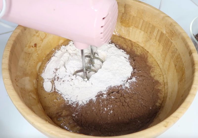 add in flour and cocoa power