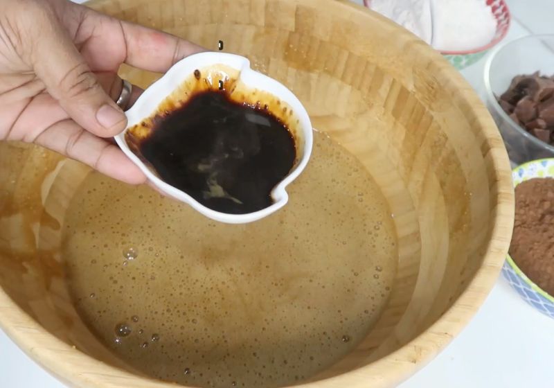 add in instant coffee mixed with hot water