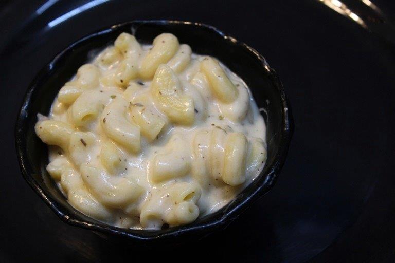 stove top mac and cheese served in a bowl