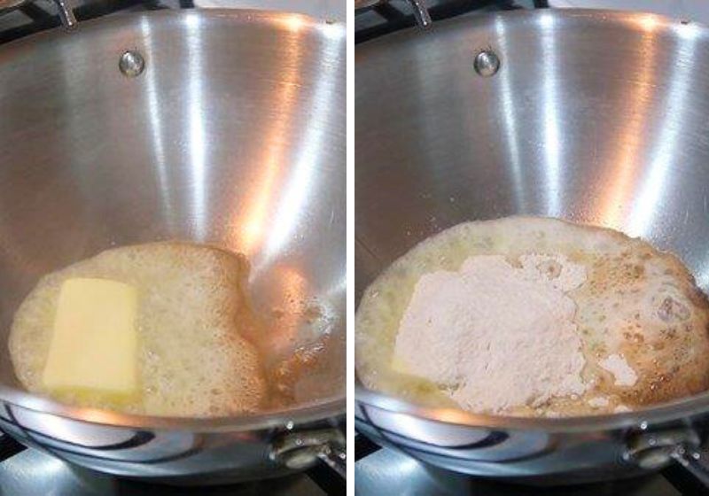 melt butter and add in plain flour