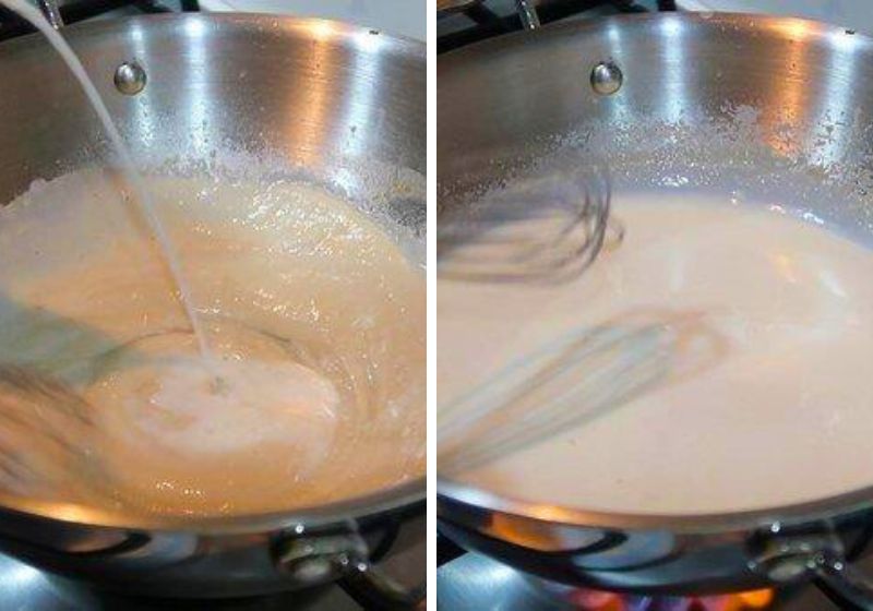 pour cold milk and whisk till smooth