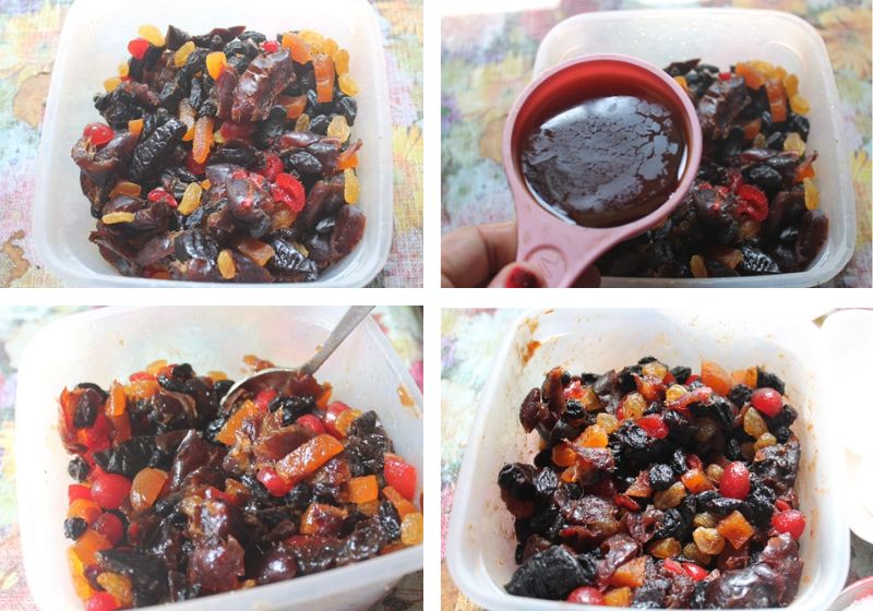 method 1: mixed dried fruits soaked in rum